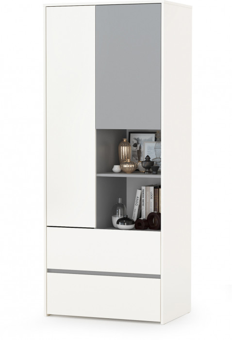 Торонто Компоновка № 25, цвет белый шагрень/стальной серый, сп. м. 800х1900 мм., б/м, основание есть, универсальная сборка