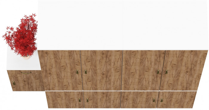 Лидер-8 Шкаф МД 19Б + Шкаф МД 19Б + Тумба МД 3.15, белый шагрень/крафт золото