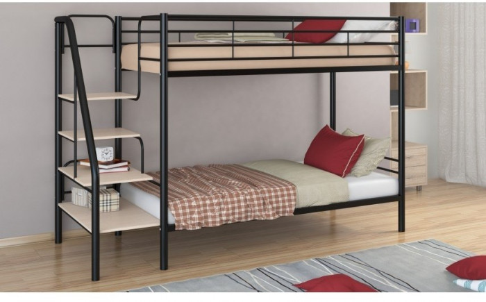 Двухъярусная кровать Толедо 90х190, черный / дуб