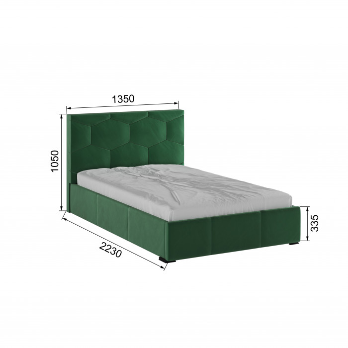 Манука Кровать интерьерная 120 изумруд, ортопед