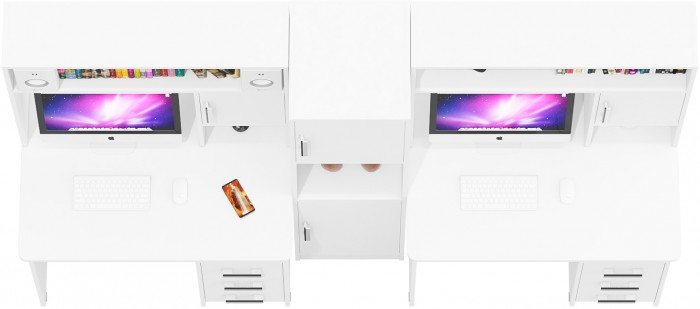 С-МД-СК9 Компоновка № 04, цвет белый шагрень, ШхГхВ 247х70х160 см., НЕ универсальная сборка