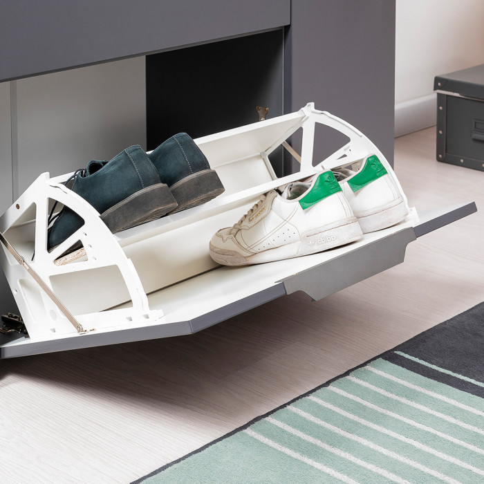 Октава Прихожая 12, цвет серый графит/дуб крафт золотой/фасады МДФ серый графит, ШхГхВ 129,3х35,4х197,6 см., универсальная сборка