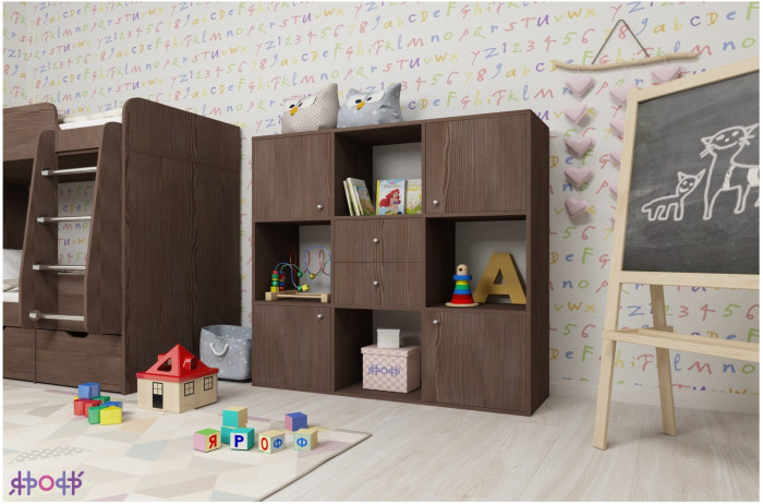 Стеллаж Джери (Венге/Оранжевый)