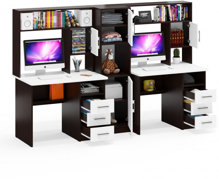 С-МД-СК9 Компоновка № 04, цвет венге/белый шагрень, ШхГхВ 247х70х160 см., НЕ универсальная сборка