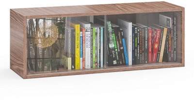 Полка книжная С-МД-КН01, цвет ясень шимо тёмный, ШхГхВ 83х25х30 см., стеклянные дверцы