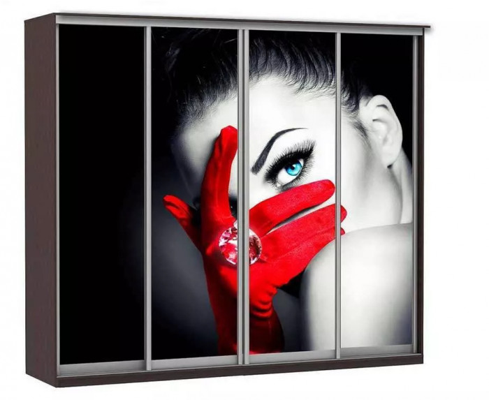 Шкаф купе Модерн 2362х600 4-х дверный 4-х секционный фотопечать №1 венге