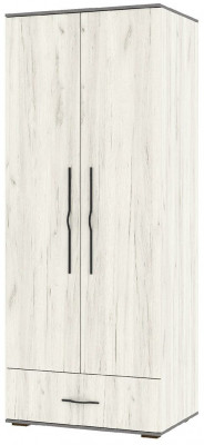 Бастион Шкаф двухдверный с ящиком Дуб Крафт белый / Серый шифер
