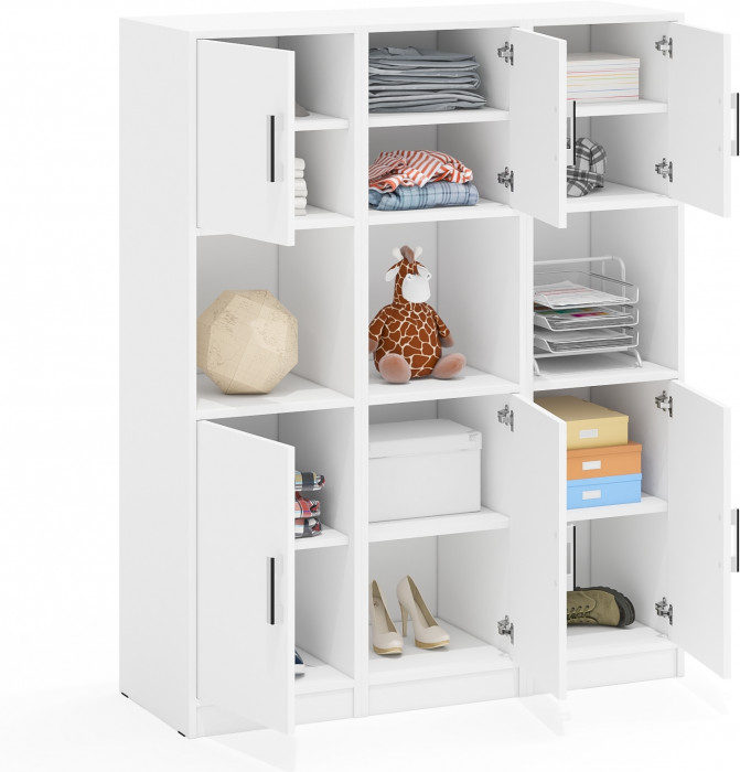 Три Пенала С-МД-СК9П к компьютерному столу С-МД-СК9, цвет белый шагрень, ШхГхВ 129х45х160 см., универсальная сборка