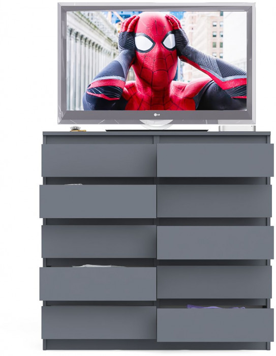 Мори Комод МК1200.10, цвет графит, ШхГхВ 120,4х41х115 см.