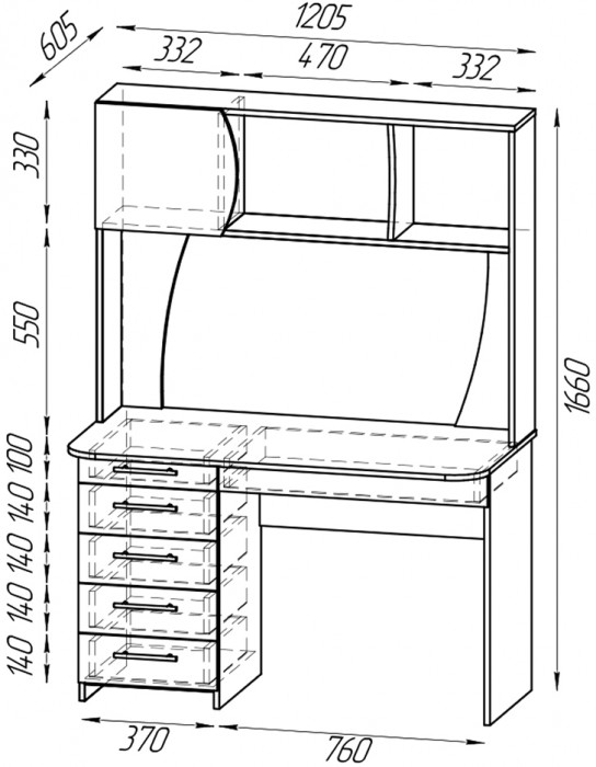 Два стола рабочих 6-0606граф/бел Сигма, цвет графит/белый, ШхГхВ 241х60,5х166 см., НЕ универсальная сборка
