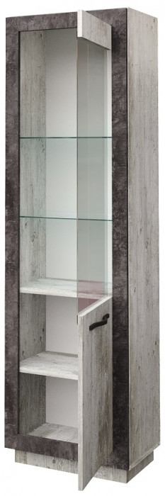 Шкаф-витрина (правое исп.) "Эстель" - Дуб полярный/Сосна натуральная