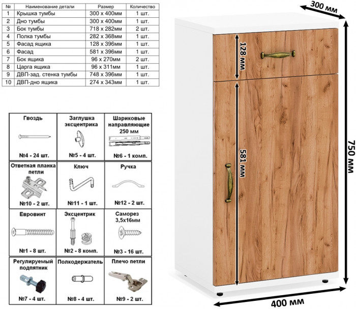Лидер-8 Пенал МД 22Б + Тумба МД 3.15 + Тумба МД 3.16, цвет белый шагрень/крафт золото, ШхГхВ 120х50х190 см., универсальная сборка