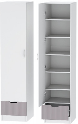 Детский Пенал Бриз МДФ, Белый/Ирис (Полосы)