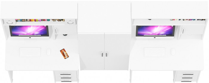 С-МД-СК9 Компоновка № 05, цвет белый шагрень, ШхГхВ 274х70х160 см., НЕ универсальная сборка