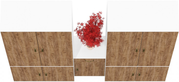 Лидер-8 Шкаф МД 20Б + Шкаф МД 20Б + Тумба МД 3.15, белый шагрень/крафт золото