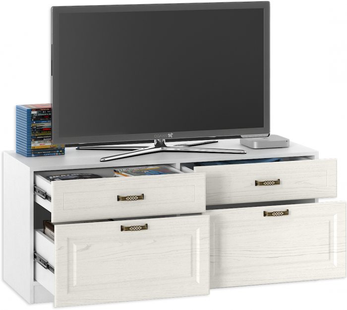 Ливерпуль Тумба, цвет ясень ваниль/белый, ШхГхВ 140х49,3х60,8 см.