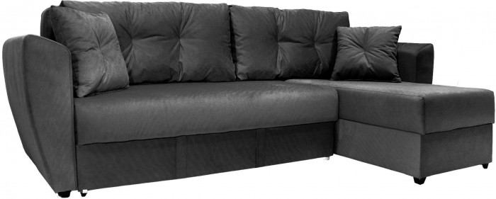 Диван-кровать угловой Амстердам Люкс, 160х200, еврокнижка, велюр, черный