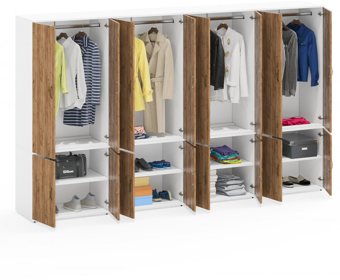 Лидер-8 Шкаф МД 19Б 4 шт., белый шагрень/крафт золото