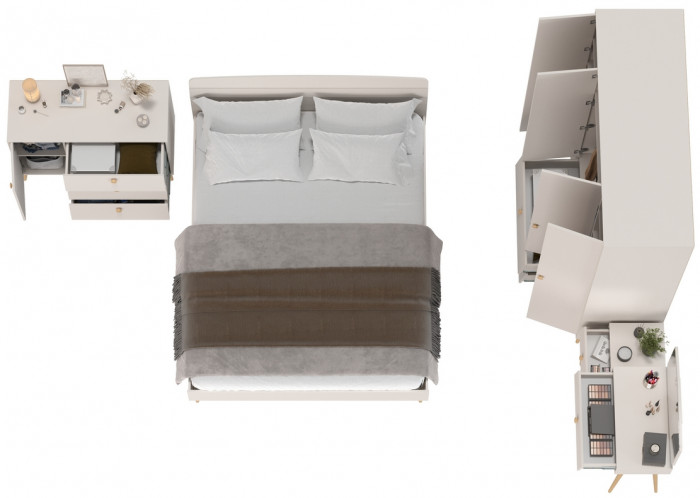 Афина Спальня 12-1600, цвет кашемир серый, сп.м. 1600х2000 мм., б/м, основание есть - фанера