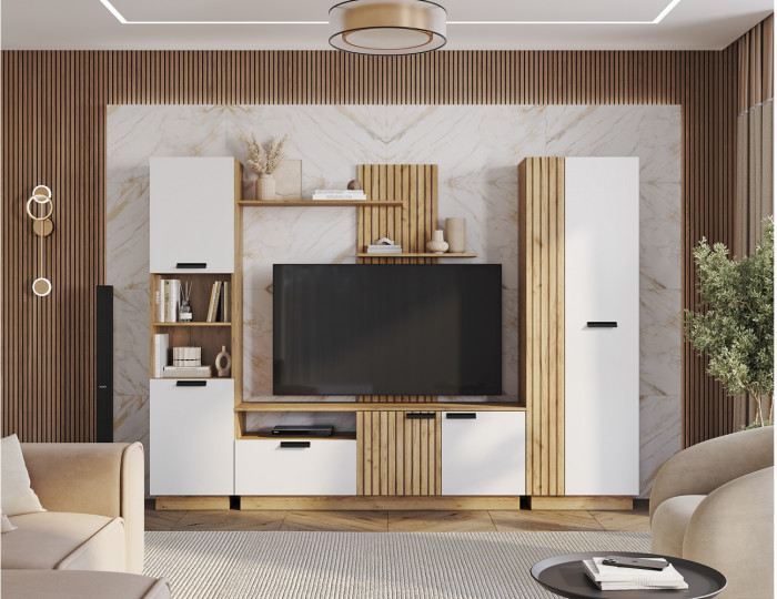 Гостиная Мишель тип 2 ГС-01, Крафт/белый