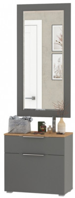 Октава Прихожая 38, цвет серый графит/дуб крафт золотой/фасады МДФ серый графит, ШхГхВ 64,9х35,4х197 см.