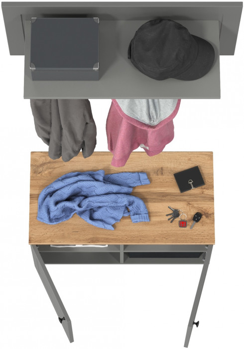 Остин 13.257 Тумба + 15.12 Вешалка, цвет серый графит/дуб крафт золотой, ШхГхВ 80х41,9х210 см.