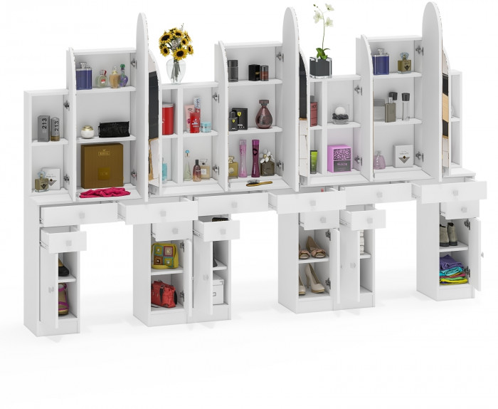 Три туалетных столика Трельяжа МД №2, белый шагрень