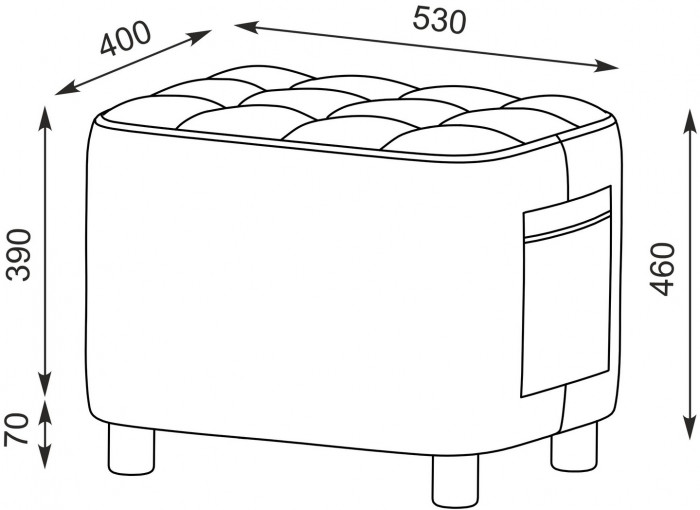 Банкетка 6-5127ТКВорех Вики, цвет ткань орех, ШхГхВ 53х40х46 см.(прямоугольная тканевая банкетка на четырёх ножках)
