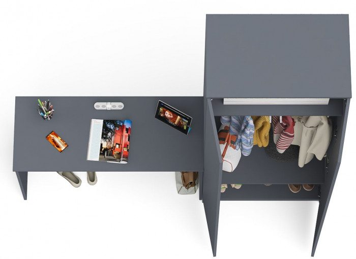 Мори Стол письменный МСП1200.1 + Шкаф МШ800.1, цвет графит, ШхГхВ 200,8х50,4х209,6 см., универсальная сборка