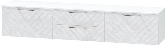 Тумба-4 под ТВ подвесная "Иннэс-7", Белый/Бетон снежный