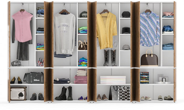 Лидер-8 Шкаф МД 20Б 4 шт., белый шагрень/крафт золото