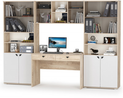 КР100 Бостон № 28, цвет дуб эндгрейн элегантный/фасады МДФ милк рикамо софт, 13.156+12.69+10.51+13.156, ШхГхВ 268,8х57,2х194,4 см.