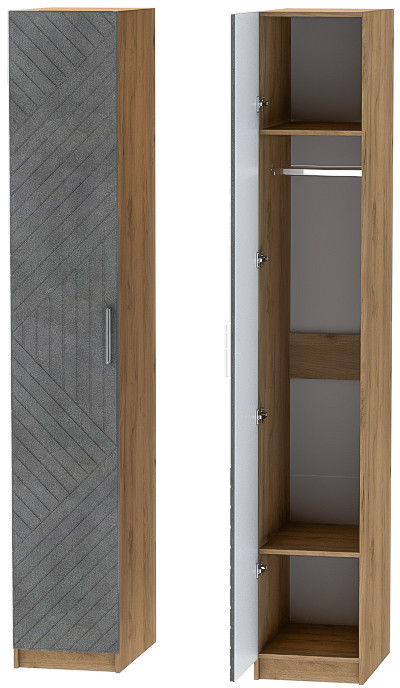 Шкаф-пенал №1 "Иннэс-7" - Крафт золотой/Бетон графит