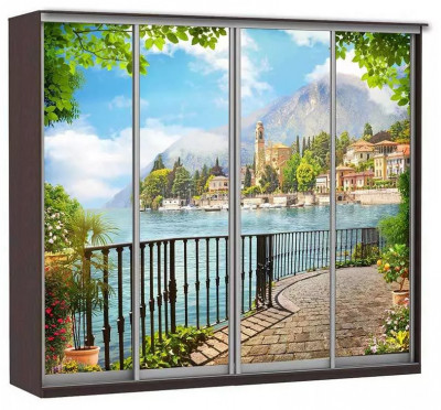 Шкаф купе Модерн 2362х600 4-х дверный 4-х секционный фотопечать №4 венге