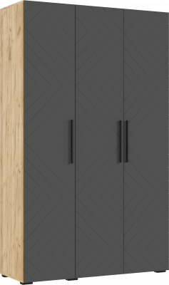 Флэш Шкаф 3-х ств. 1350 браш графит/дуб крафт