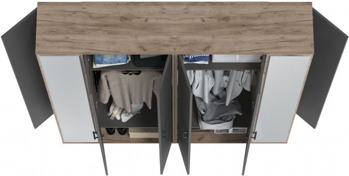 Две прихожих Домино-мини 2-3421дкт/граф, цвет дуб крафт табачный/графит, ШхГхВ 176х36х202 см.