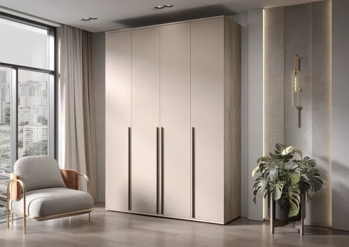 Норд Шкаф 4-х створчатый 1600 с антресолью, Крафт серый/Кашемир