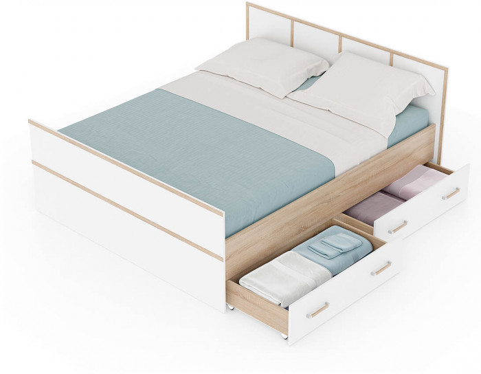 "Сакура" кровать 1,6м LIGHT (1750х860х2034) дуб сонома/белый