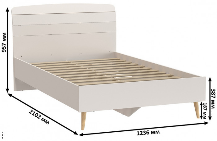 Афина Спальня 14-1200, цвет кашемир серый, сп.м. 1200х2000 мм., б/м, основание есть - фанера