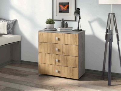 Комод Лофт-4 Бетон ателье / Дуб Крафт