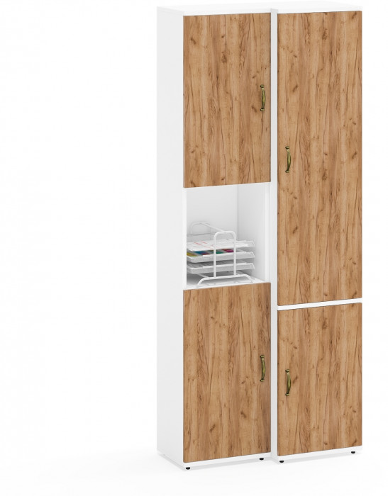 Лидер-8 Модуль Пенал + Пенал МД 21Б, белый шагрень/крафт золото