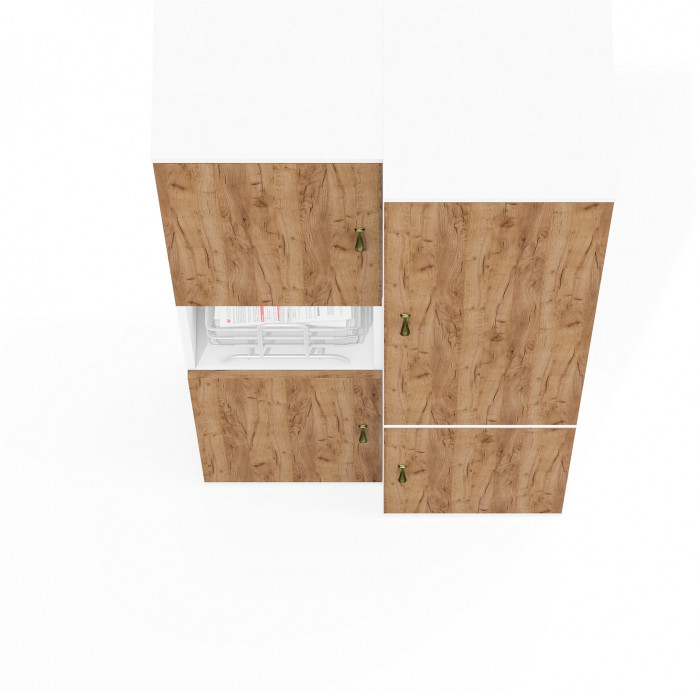 Лидер-8 Модуль Пенал + Пенал МД 21Б, белый шагрень/крафт золото