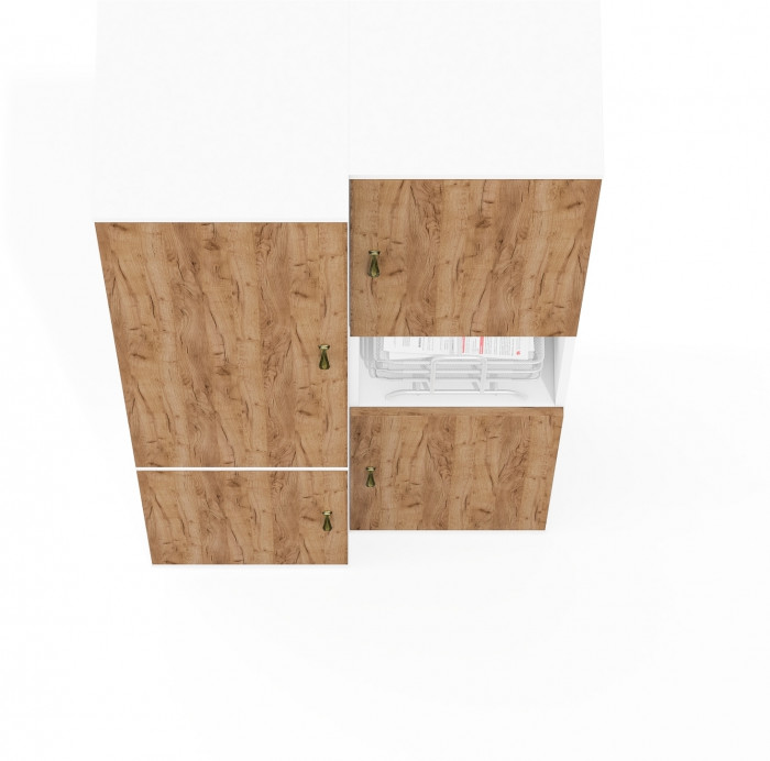 Лидер-8 Модуль Пенал + Пенал МД 21Б, белый шагрень/крафт золото