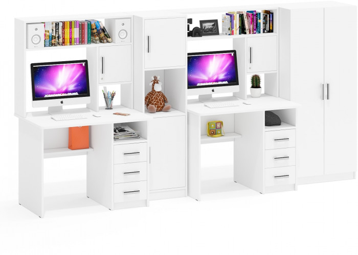 С-МД-СК9 Компоновка № 07, цвет белый шагрень, ШхГхВ 317х70х160 см., НЕ универсальная сборка