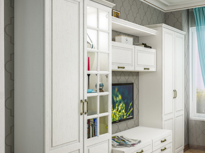 Ливерпуль Шкаф-пенал + карниз, цвет ясень ваниль/белый, ШхГхВ 50х41,4х220,3 см.(без учёта карниза), 58,2х43,5х223,5 см.(с карнизом), универс. сборка