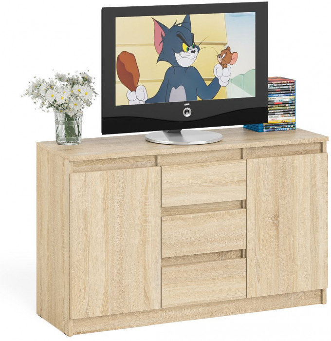 Мори Комод МК1200.3, цвет дуб сонома, ШхГхВ 120,4х41х73 см.