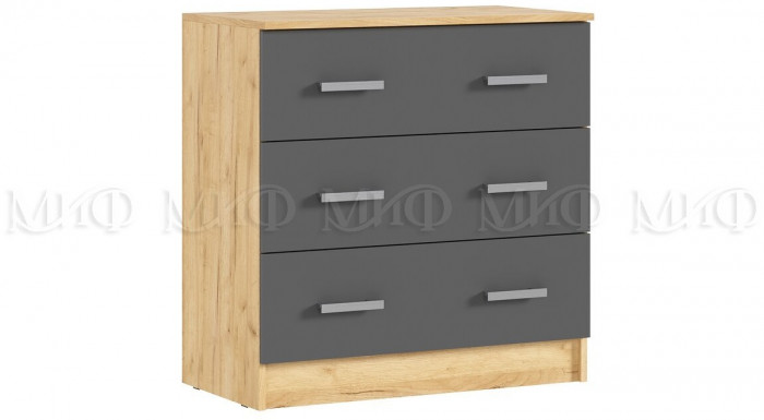 Бася Комод 3 ящика (Дуб крафт/ Графит)