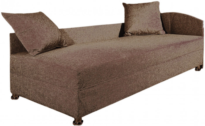 Кровать тахта односпальная 80х185, правый угол, рогожка, коричневый