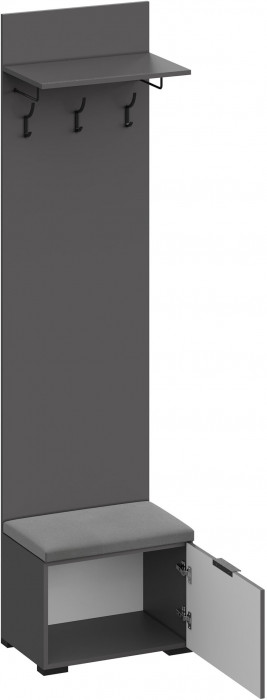 Эмэ Вешалка-Прихожая с тумбой В-3906, Графит/Графит, Золото