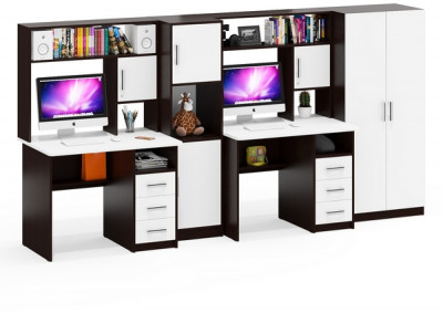 С-МД-СК9 Компоновка № 07, цвет венге/белый шагрень, ШхГхВ 317х70х160 см., НЕ универсальная сборка